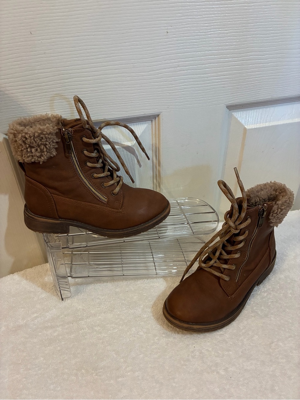 Madden girls brown lace-up ankle boots for kids